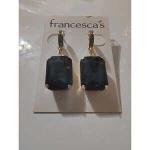 Francesca's Blue And White Rhinestone Gold Drop earrings